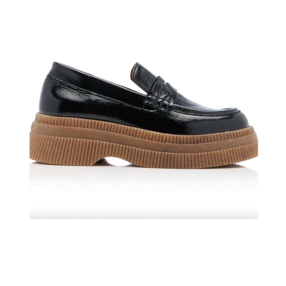 Ganni Black and Brown Platform Loafers